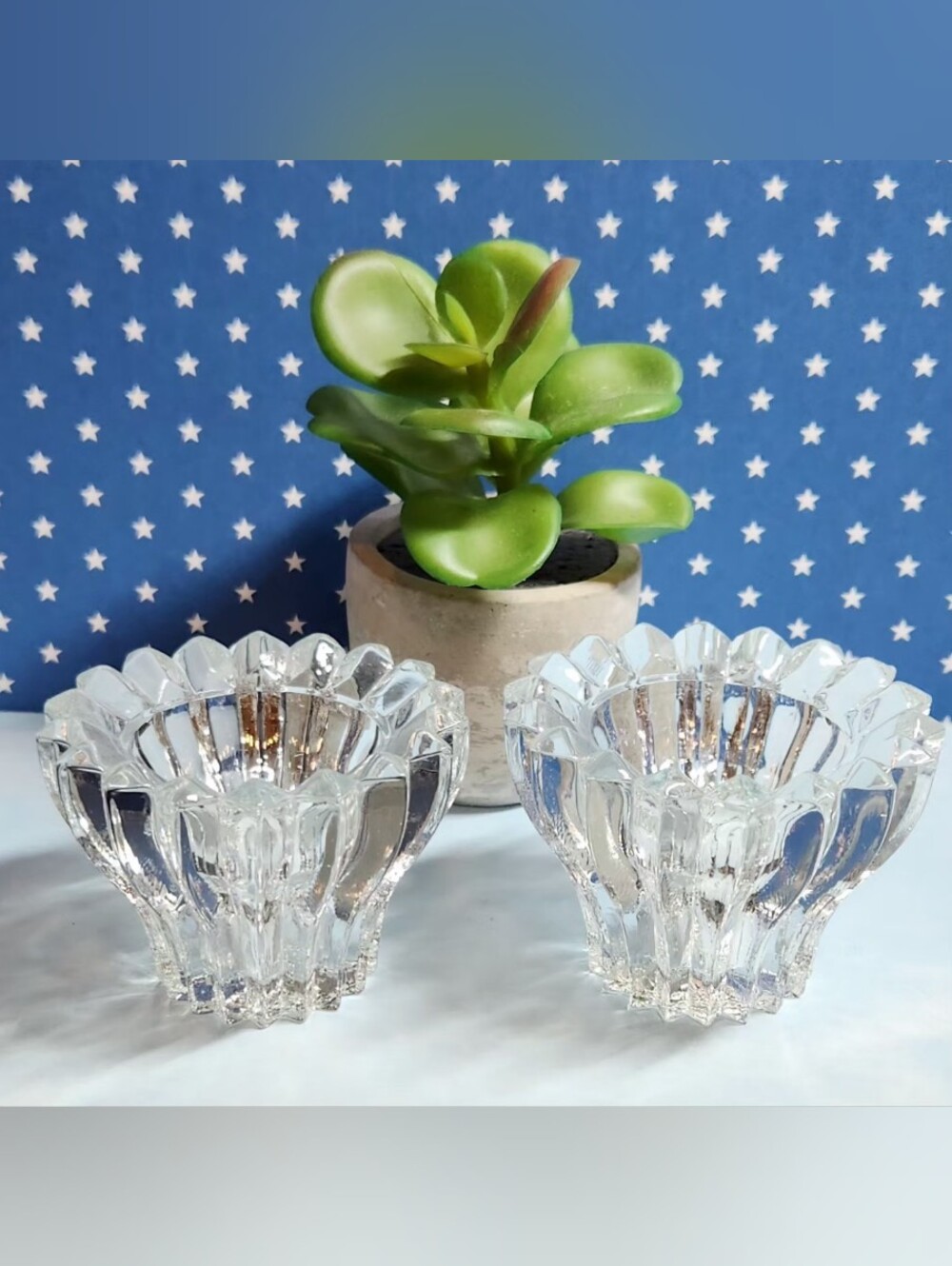 Set of 2 Mikasa Diamante Crystal Votive or Taper Candle Holders